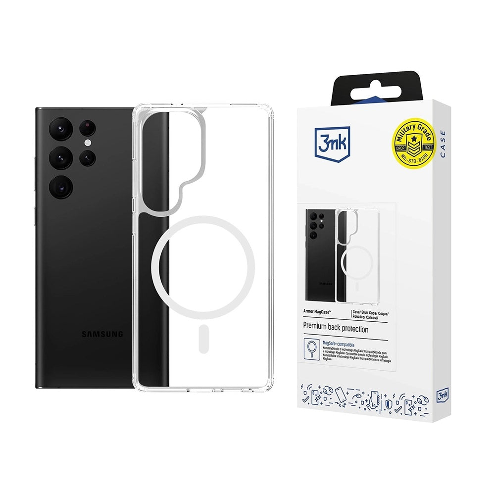 MagSafe futrola za Samsung Galaxy S25 Ultra S938, 3MK, Armor MagCase, Prozirna