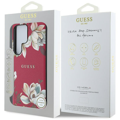 MagSafe futrola za Samsung Galaxy S25 Ultra S938, Guess, Grained Flowers, Fuksija