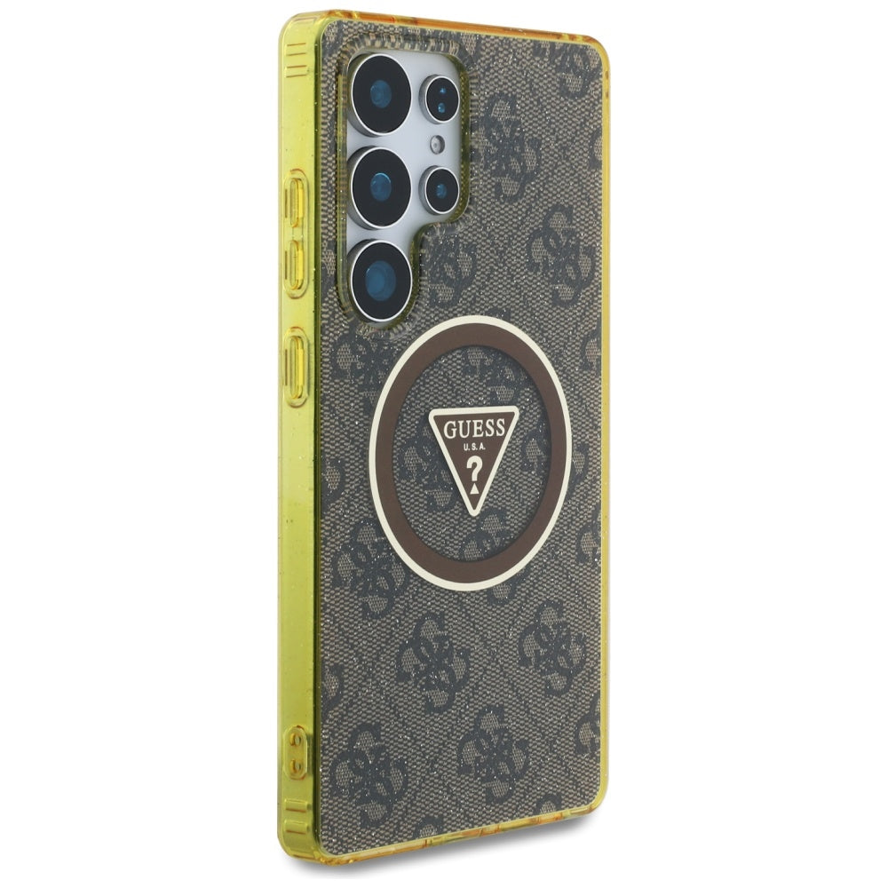 Futrola MagSafe za Samsung Galaxy S25 Ultra S938, Guess, IML Glitter 4G Circle Triangle, Smeđa
