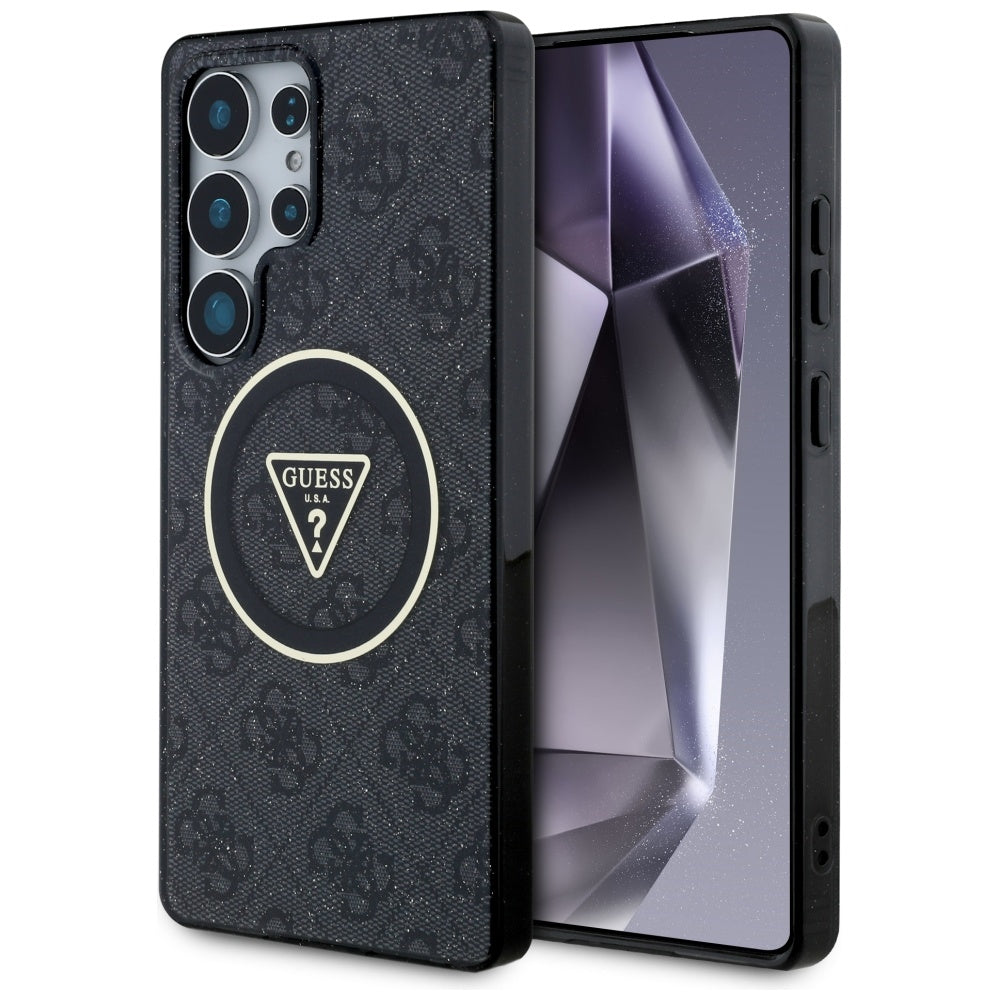 MagSafe futrola za Samsung Galaxy S25 Ultra S938, Guess, IML Glitter 4G Circle Triangle, Crna