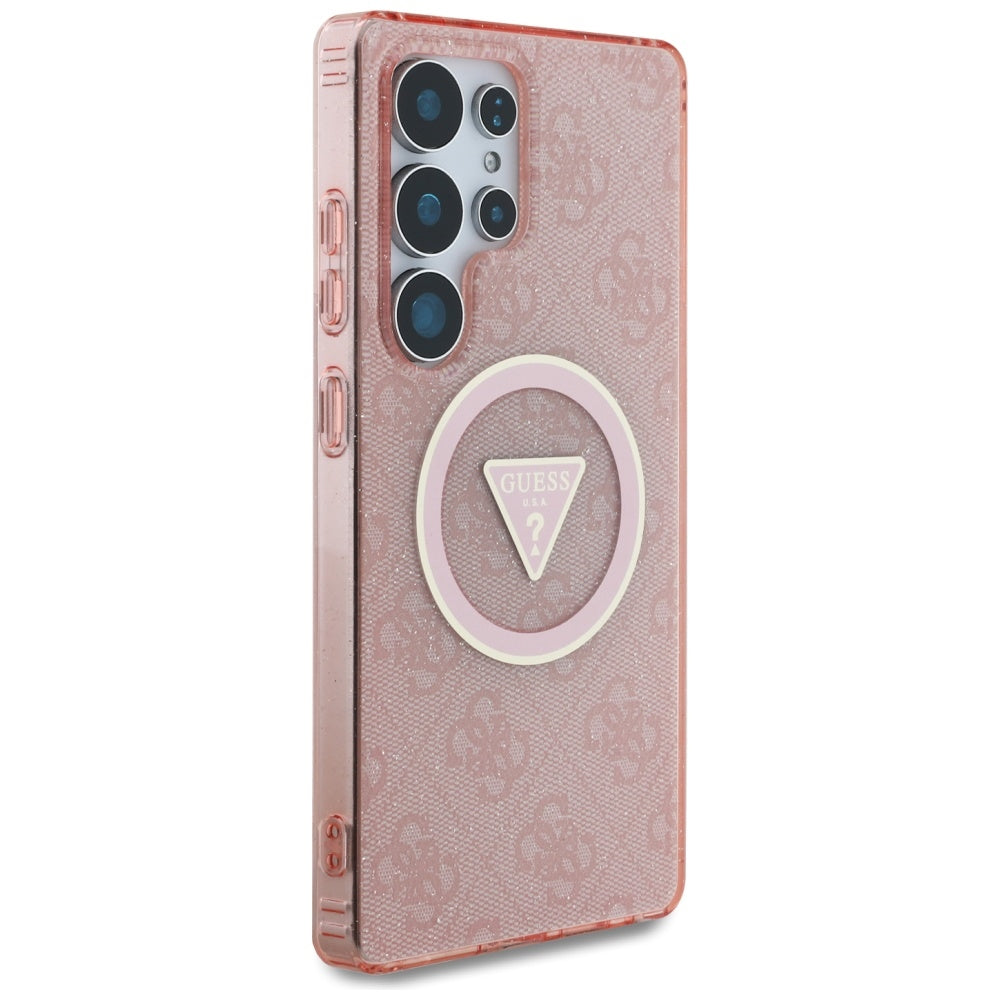 Futrola MagSafe za Samsung Galaxy S25 Ultra S938, Guess, IML Glitter 4G Circle Triangle, Roza