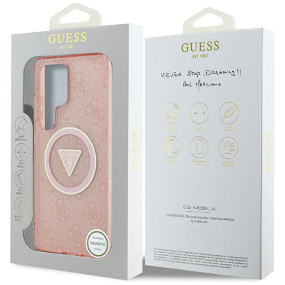 Futrola MagSafe za Samsung Galaxy S25 Ultra S938, Guess, IML Glitter 4G Circle Triangle, Roza