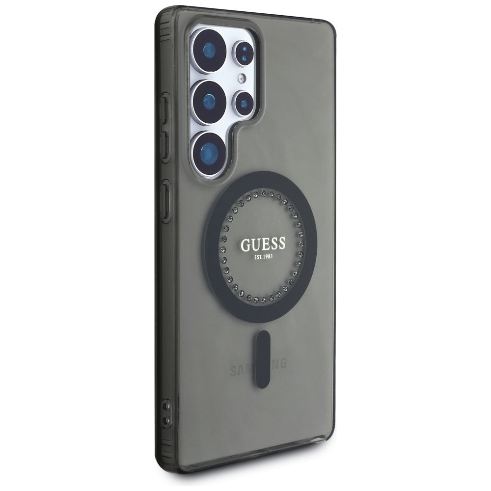 MagSafe futrola za Samsung Galaxy S25 Ultra S938, Guess, IML Rhinestone, Crna