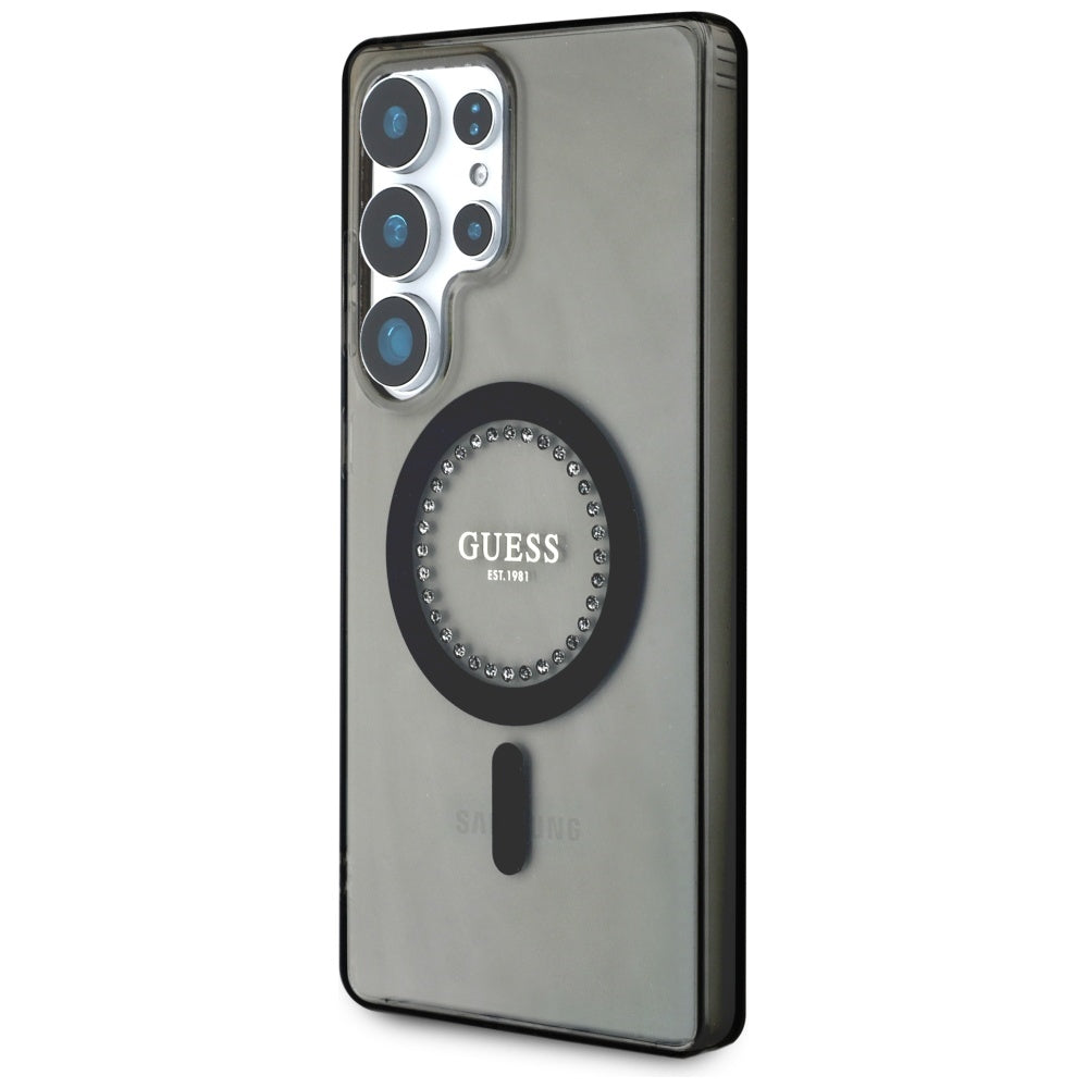 MagSafe futrola za Samsung Galaxy S25 Ultra S938, Guess, IML Rhinestone, Crna