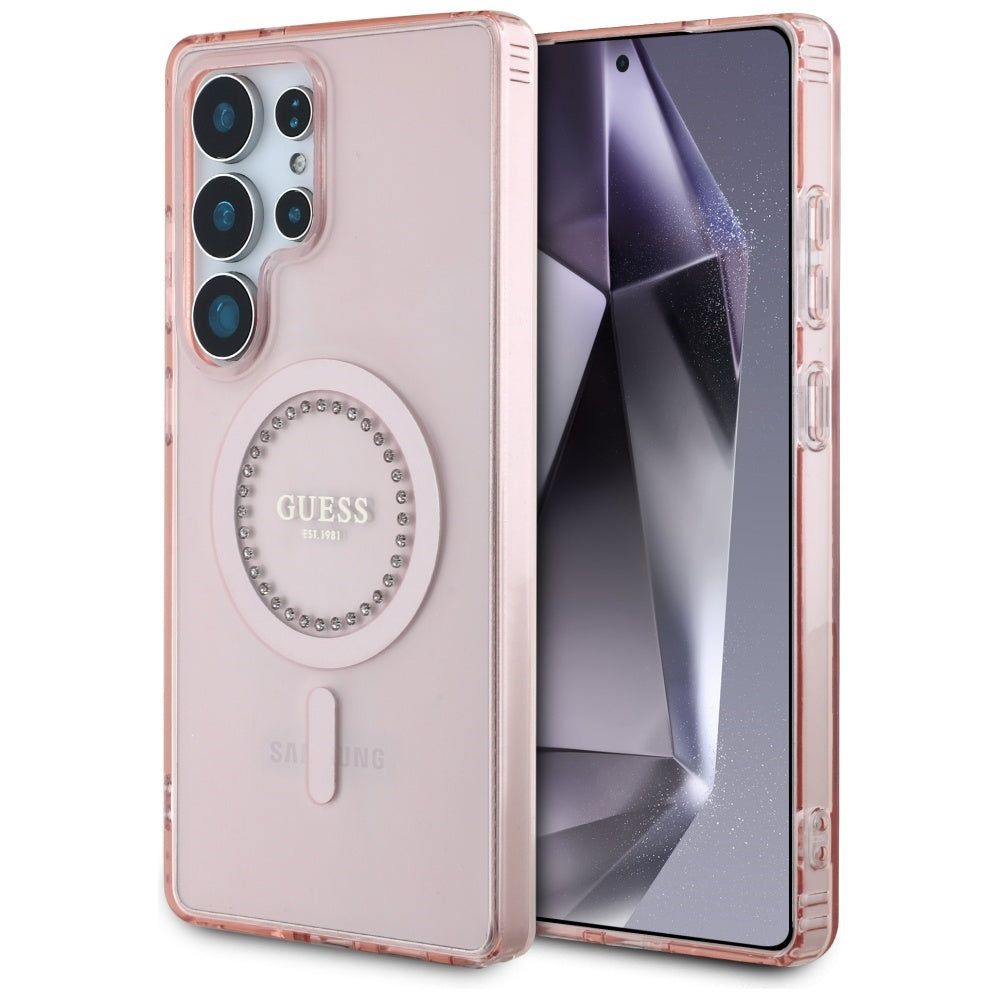 Futrola MagSafe za Samsung Galaxy S25 Ultra S938, Guess, IML Rhinestone, Roza