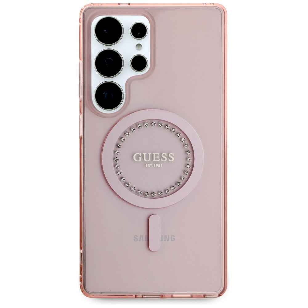 Futrola MagSafe za Samsung Galaxy S25 Ultra S938, Guess, IML Rhinestone, Roza