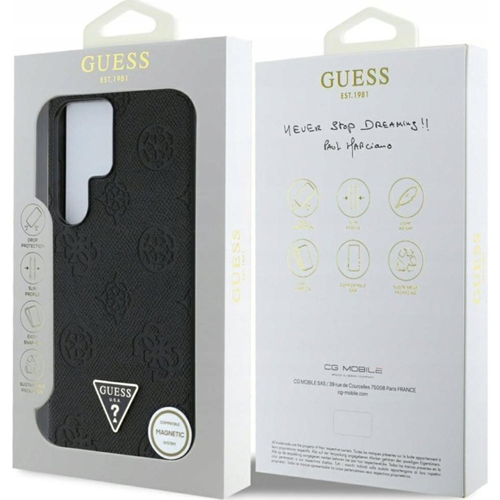 MagSafe futrola za Samsung Galaxy S25 Ultra S938, Guess, Peony Grained Hot Stamp Triangle, smeđa