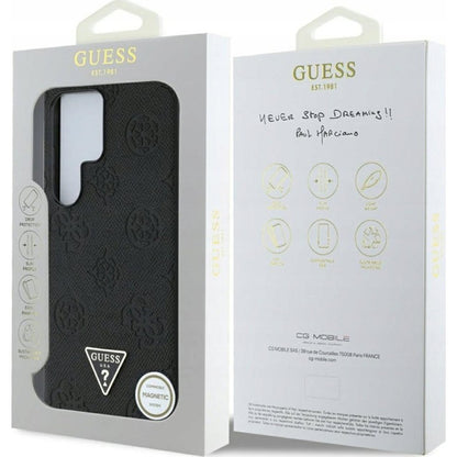 MagSafe futrola za Samsung Galaxy S25 Ultra S938, Guess, Peony Grained Hot Stamp Triangle, smeđa