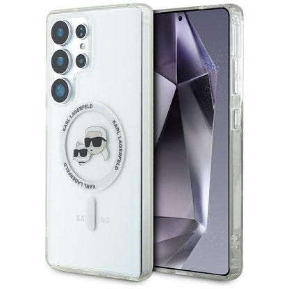 Futrola MagSafe za Samsung Galaxy S25 Ultra S938, Karl Lagerfeld, IML Metal Karl & Choupette's Heads, Bijela