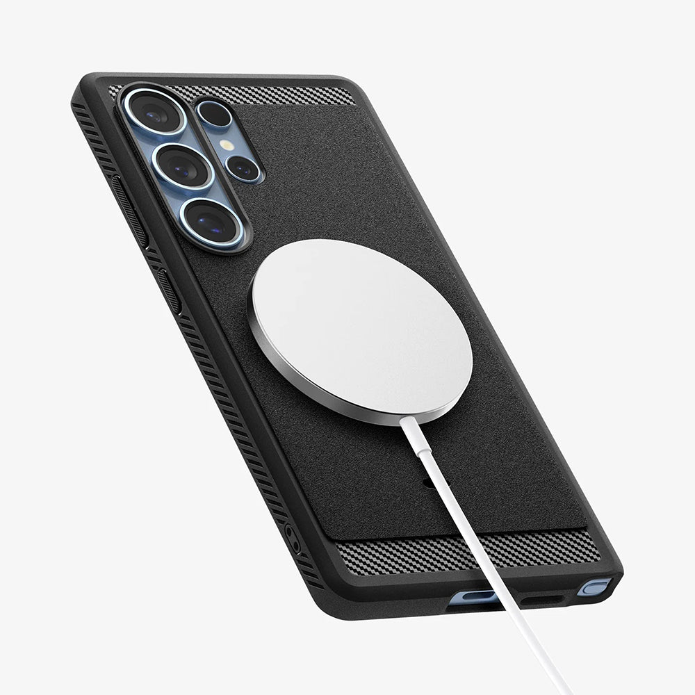 Futrola MagSafe za Samsung Galaxy S25 Ultra S938, Spigen, Rugged Armor, Mat Crna ACS08951