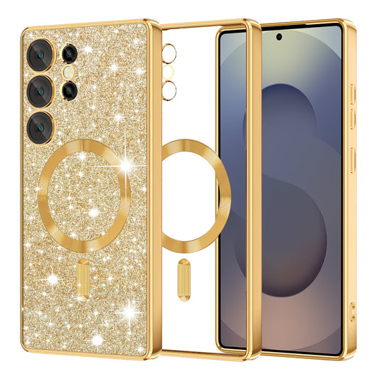 MagSafe maska za Samsung Galaxy S25 Ultra S938, Techsuit, Luxury Glitter, Zlatna