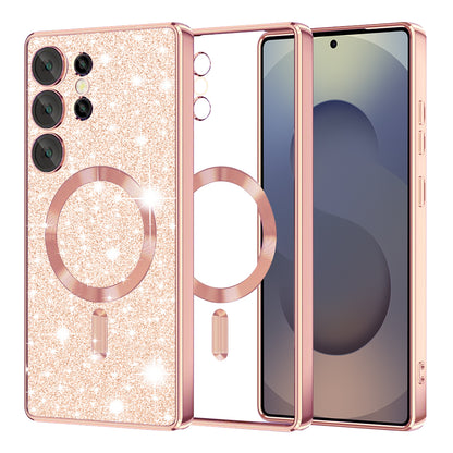 MagSafe maska za Samsung Galaxy S25 Ultra S938, Techsuit, Luxury Glitter, Ružičasto Zlatna