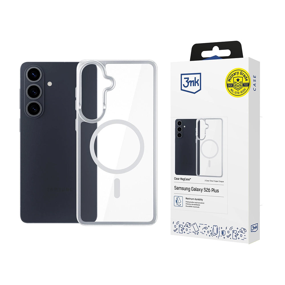 MagSafe futrola za Samsung Galaxy S26, 3MK, Armor MagCase, Prozirna