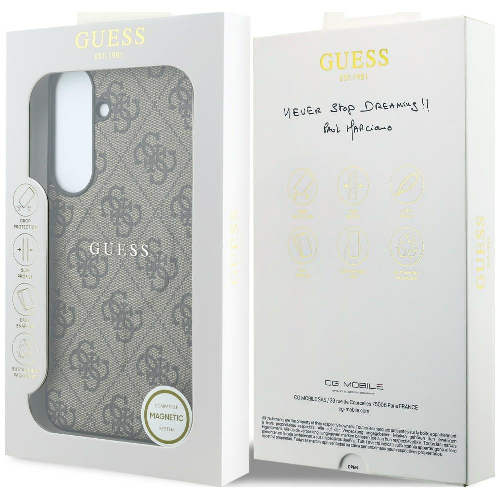 Maska MagSafe za Samsung Galaxy S26 FE S741, Guess, 4G Embossed Ring Classic Logo, smeđa