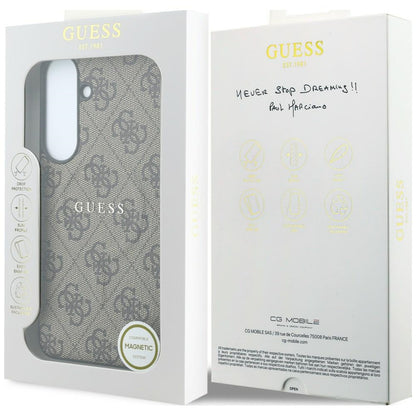 Maska MagSafe za Samsung Galaxy S26 FE S741, Guess, 4G Embossed Ring Classic Logo, smeđa