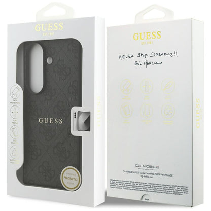 MagSafe maska za Samsung Galaxy S26 FE S741, Guess, 4G Embossed Ring Classic Logo, crna