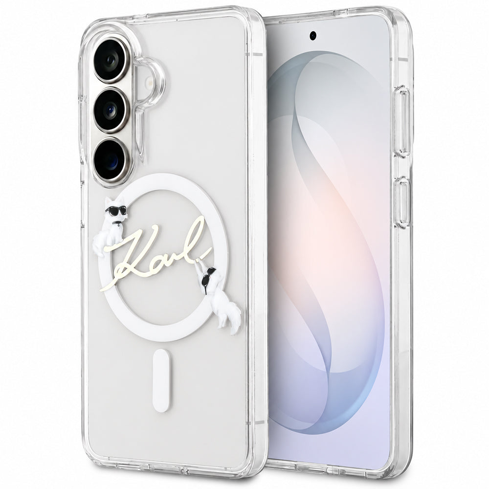 MagSafe maska za Samsung Galaxy S26 FE S741, Karl Lagerfeld, IML Choupette Karl Script Logo, prozirna