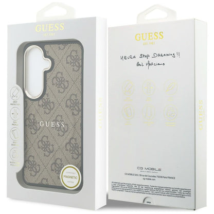 MagSafe futrola za Samsung Galaxy S26 Plus S947, Guess, 4G Embossed Ring, smeđa