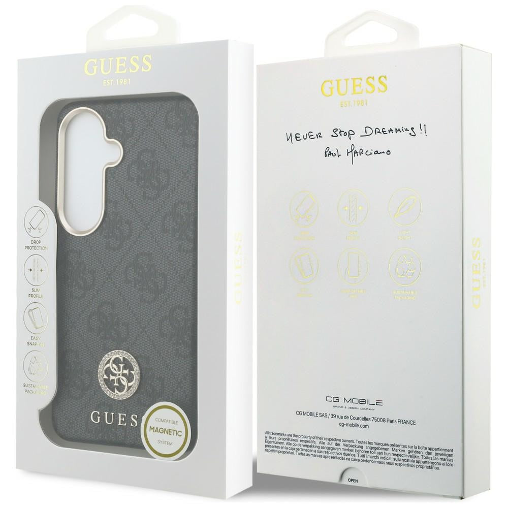MagSafe maska za Samsung Galaxy S26 Plus S947, Guess, 4G Rhinestone Round Logo, Crna