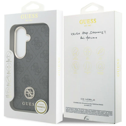 MagSafe maska za Samsung Galaxy S26 Plus S947, Guess, 4G Rhinestone Round Logo, Crna