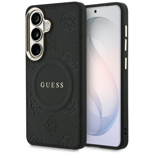 Futrola MagSafe za Samsung Galaxy S26 Plus S947, GUESS, Saffiano Peony Embossed Ring, Crna
