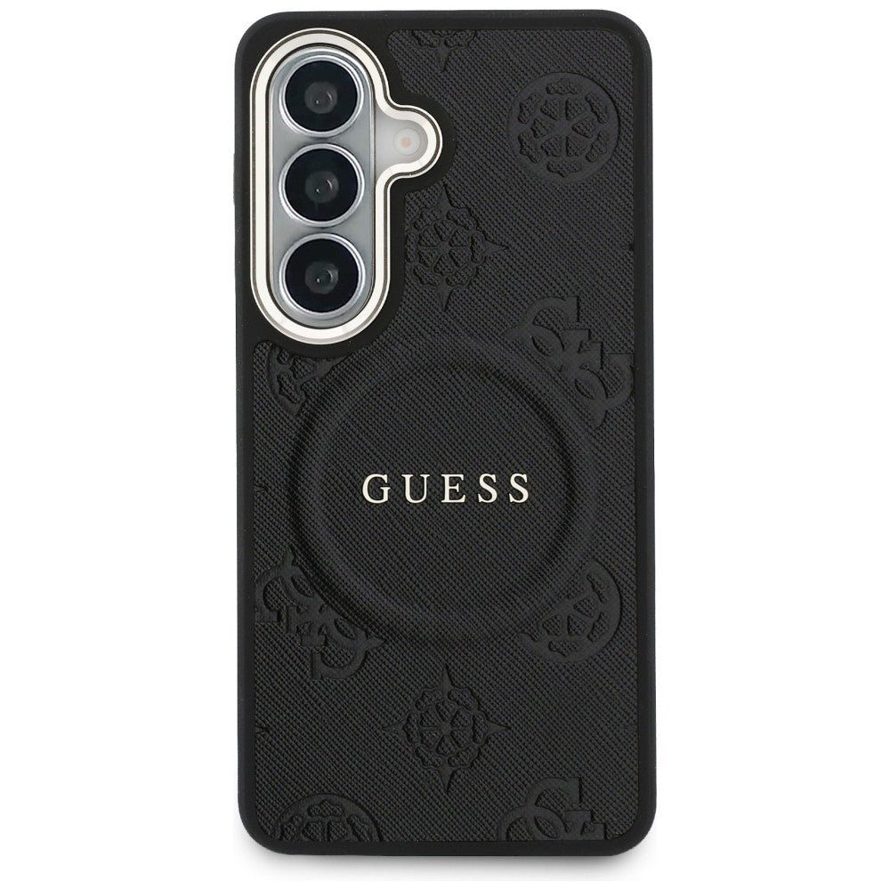 Futrola MagSafe za Samsung Galaxy S26 Plus S947, GUESS, Saffiano Peony Embossed Ring, Crna