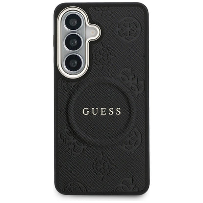 Futrola MagSafe za Samsung Galaxy S26 Plus S947, GUESS, Saffiano Peony Embossed Ring, Crna