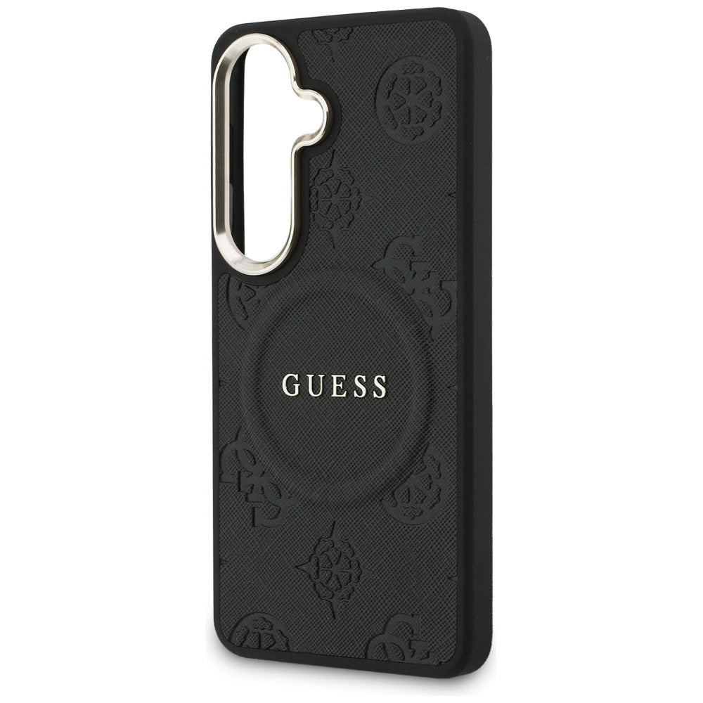Futrola MagSafe za Samsung Galaxy S26 Plus S947, GUESS, Saffiano Peony Embossed Ring, Crna