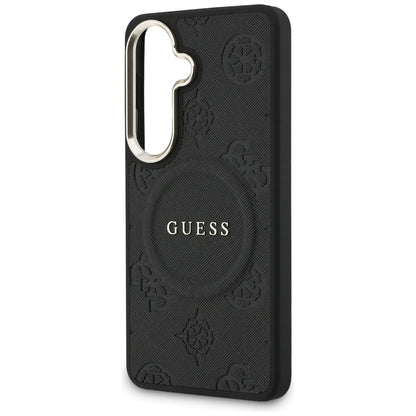 Futrola MagSafe za Samsung Galaxy S26 Plus S947, GUESS, Saffiano Peony Embossed Ring, Crna