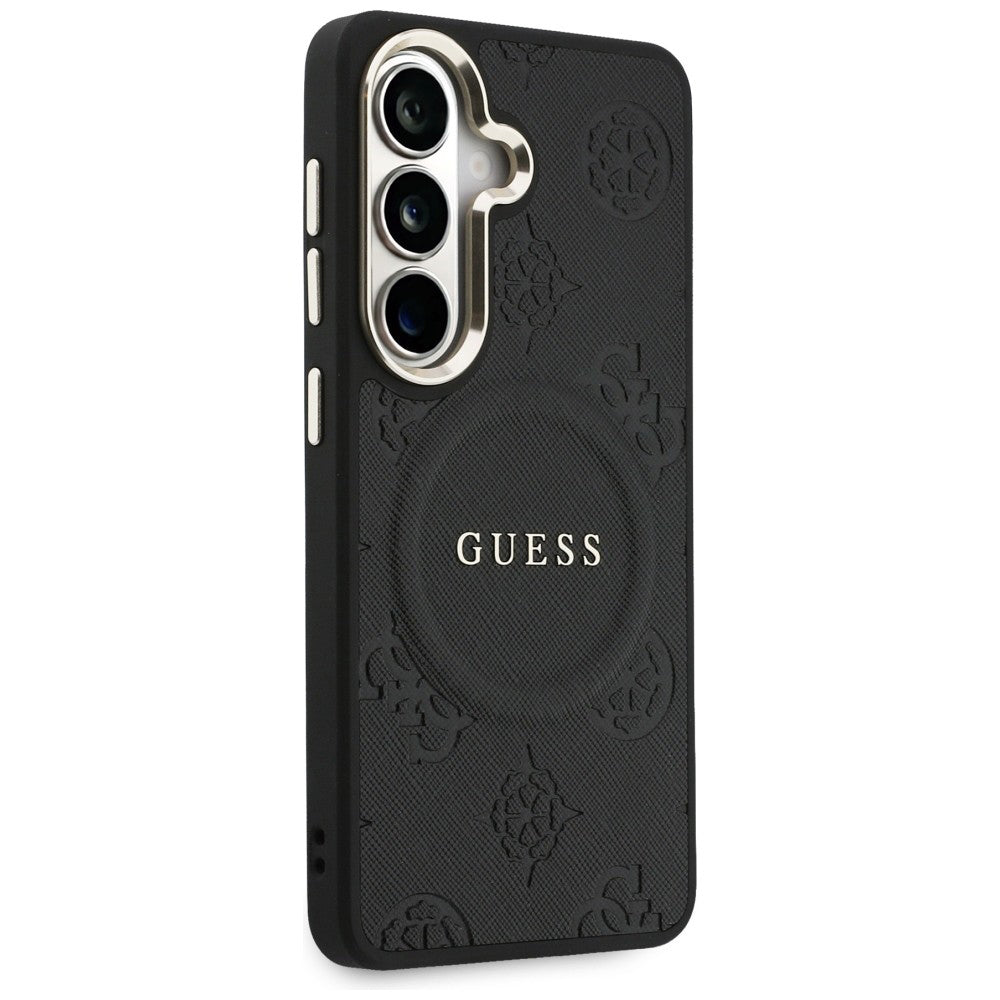 Futrola MagSafe za Samsung Galaxy S26 Plus S947, GUESS, Saffiano Peony Embossed Ring, Crna