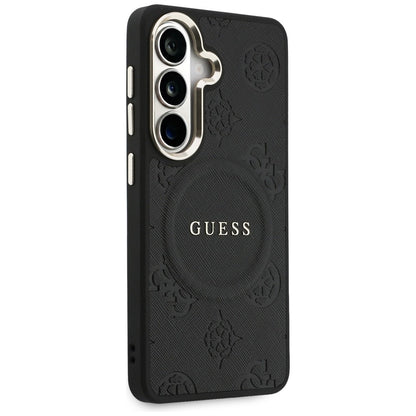 Futrola MagSafe za Samsung Galaxy S26 Plus S947, GUESS, Saffiano Peony Embossed Ring, Crna