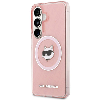 MagSafe futrola za Samsung Galaxy S26 Plus S947, Karl Lagerfeld, IML Choupette Head on KL Repeated Logo, Roza