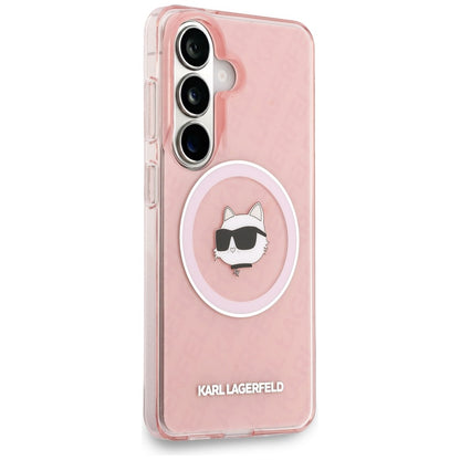 MagSafe futrola za Samsung Galaxy S26 Plus S947, Karl Lagerfeld, IML Choupette Head on KL Repeated Logo, Roza