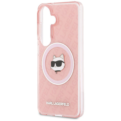 MagSafe futrola za Samsung Galaxy S26 Plus S947, Karl Lagerfeld, IML Choupette Head on KL Repeated Logo, Roza
