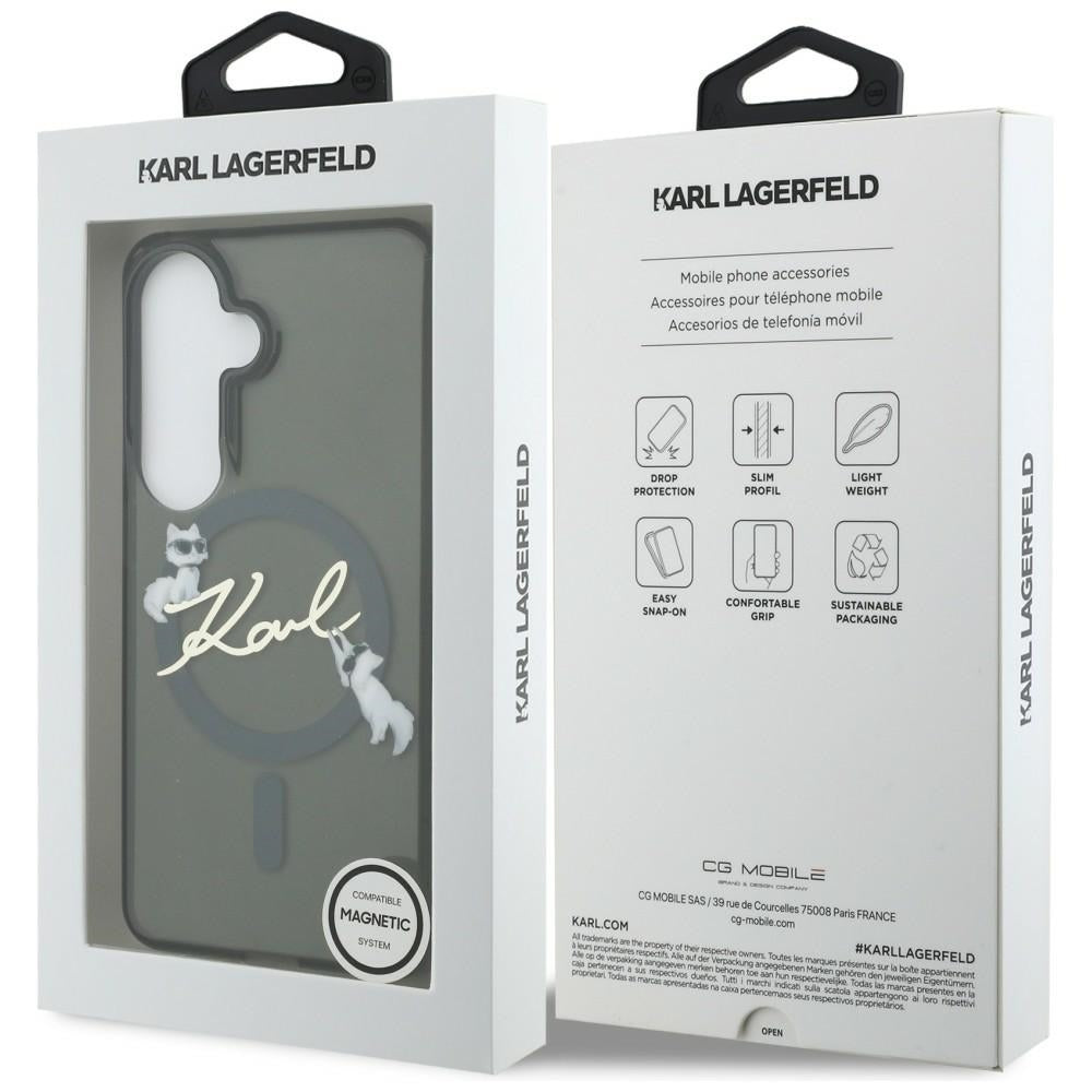 MagSafe maskica za Samsung Galaxy S26 Plus S947, Karl Lagerfeld, IML Choupette Karl Script Logo, Crna