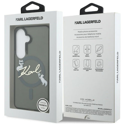 MagSafe maskica za Samsung Galaxy S26 Plus S947, Karl Lagerfeld, IML Choupette Karl Script Logo, Crna