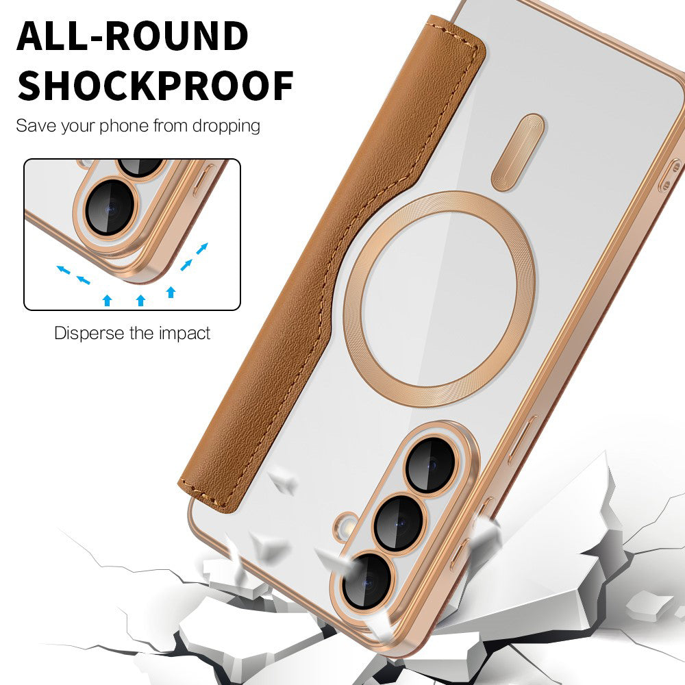 Futrola MagSafe za Samsung Galaxy S26 Plus, Techsuit, SmartMag Book, Smeđa