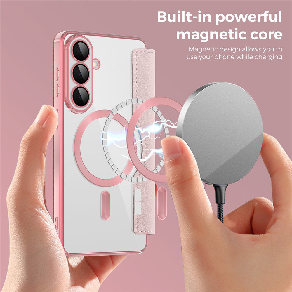 Futrola MagSafe za Samsung Galaxy S26 Plus, Techsuit, SmartMag Book, Roza