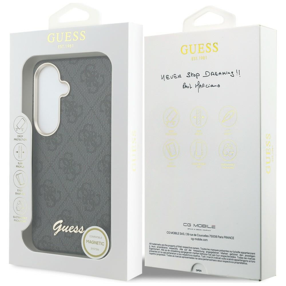 MagSafe futrola za Samsung Galaxy S26 S942, Guess, 4G Script Logo, Crna