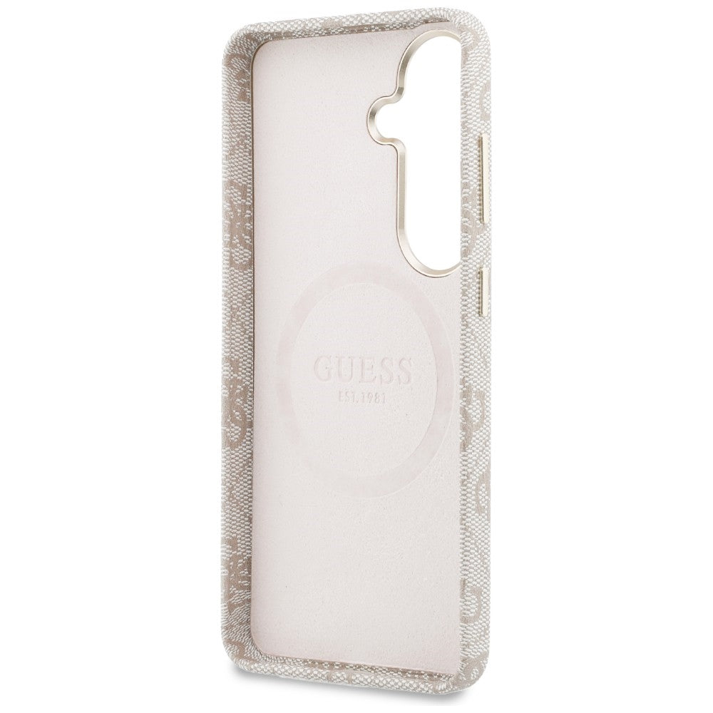 MagSafe torbica za Samsung Galaxy S26 S942, Guess, 4G Script Logo, Roza