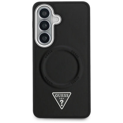 MagSafe futrola za Samsung Galaxy S26 S942, Guess, Embossed Ring Triangle Logo, Crna