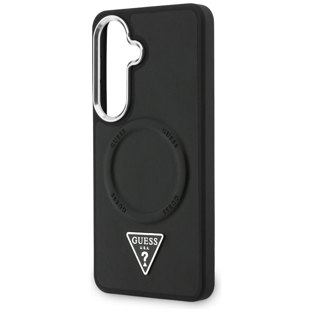 MagSafe futrola za Samsung Galaxy S26 S942, Guess, Embossed Ring Triangle Logo, Crna