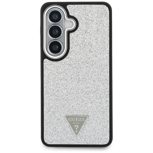 MagSafe maska za Samsung Galaxy S26 S942, Guess, Fixed Glitter Triangle Logo, Srebrna