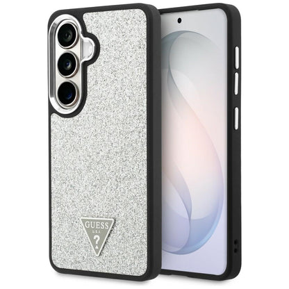 MagSafe maska za Samsung Galaxy S26 S942, Guess, Fixed Glitter Triangle Logo, Srebrna