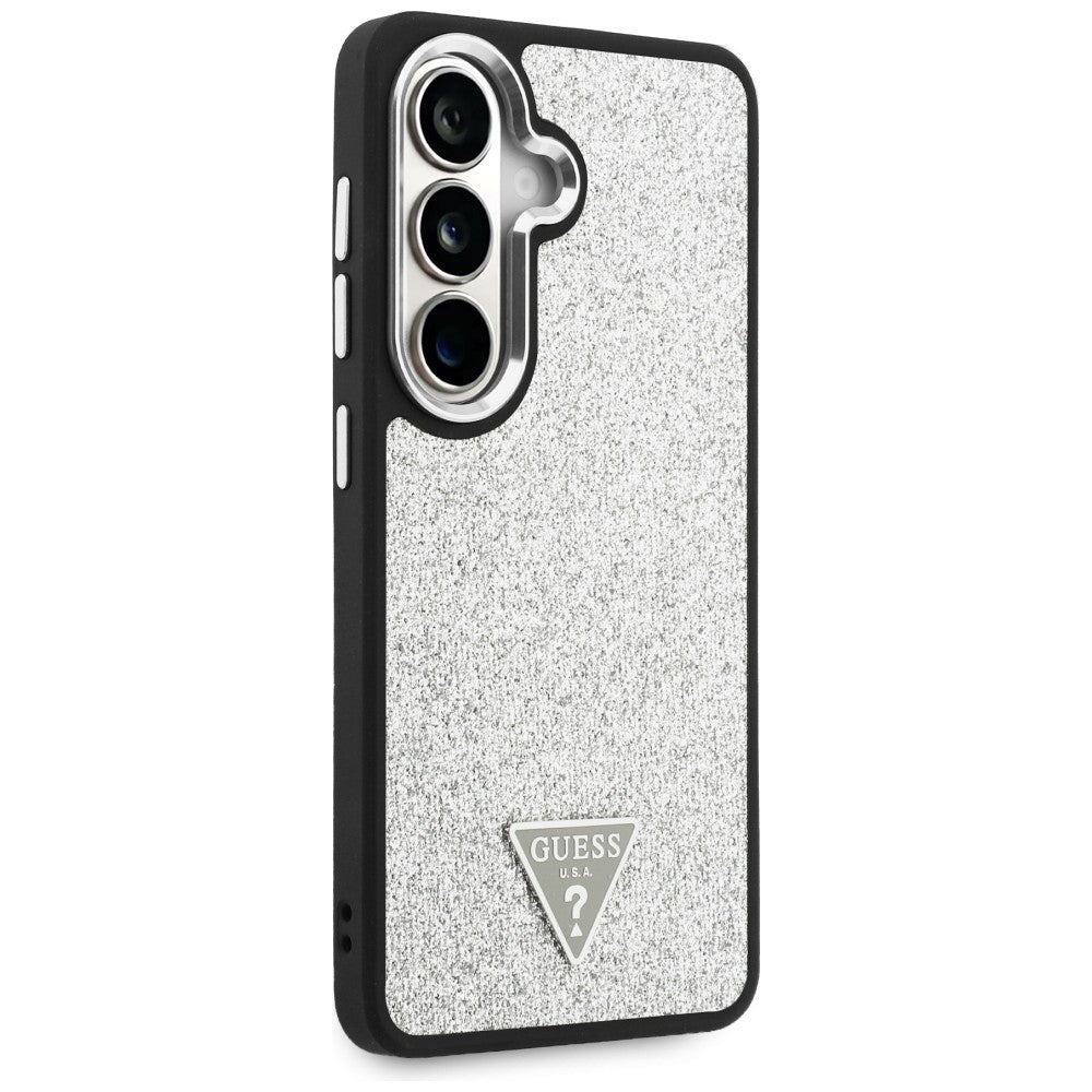MagSafe maska za Samsung Galaxy S26 S942, Guess, Fixed Glitter Triangle Logo, Srebrna