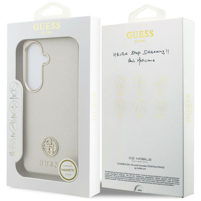 MagSafe futrola za Samsung Galaxy S26 S942, Guess, Rhinestone Round Logo, Bež