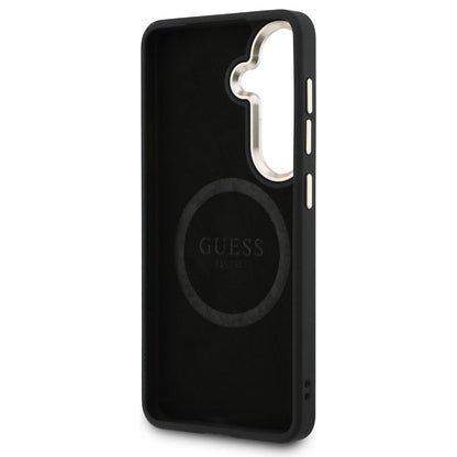 Futrola MagSafe za Samsung Galaxy S26 S942, Guess, Saffiano Peony Embossed Ring, Crna