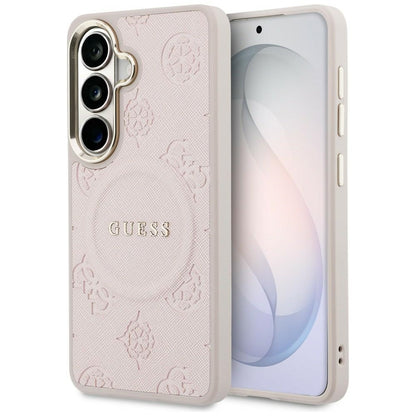 MagSafe futrola za Samsung Galaxy S26 S942, Guess, Saffiano Peony Embossed Ring, Roza