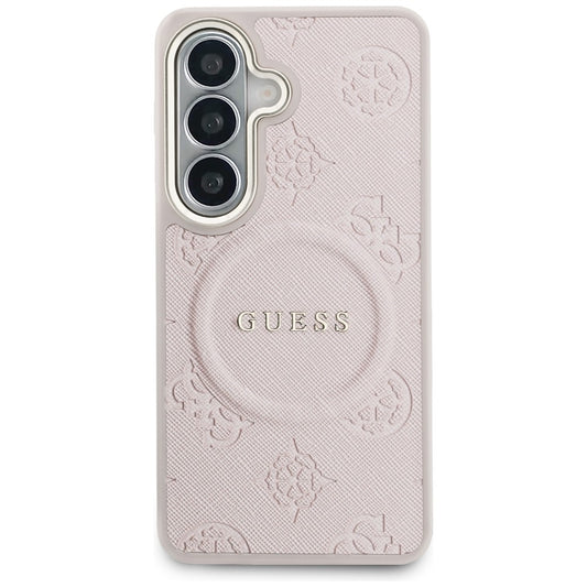 MagSafe futrola za Samsung Galaxy S26 S942, Guess, Saffiano Peony Embossed Ring, Roza
