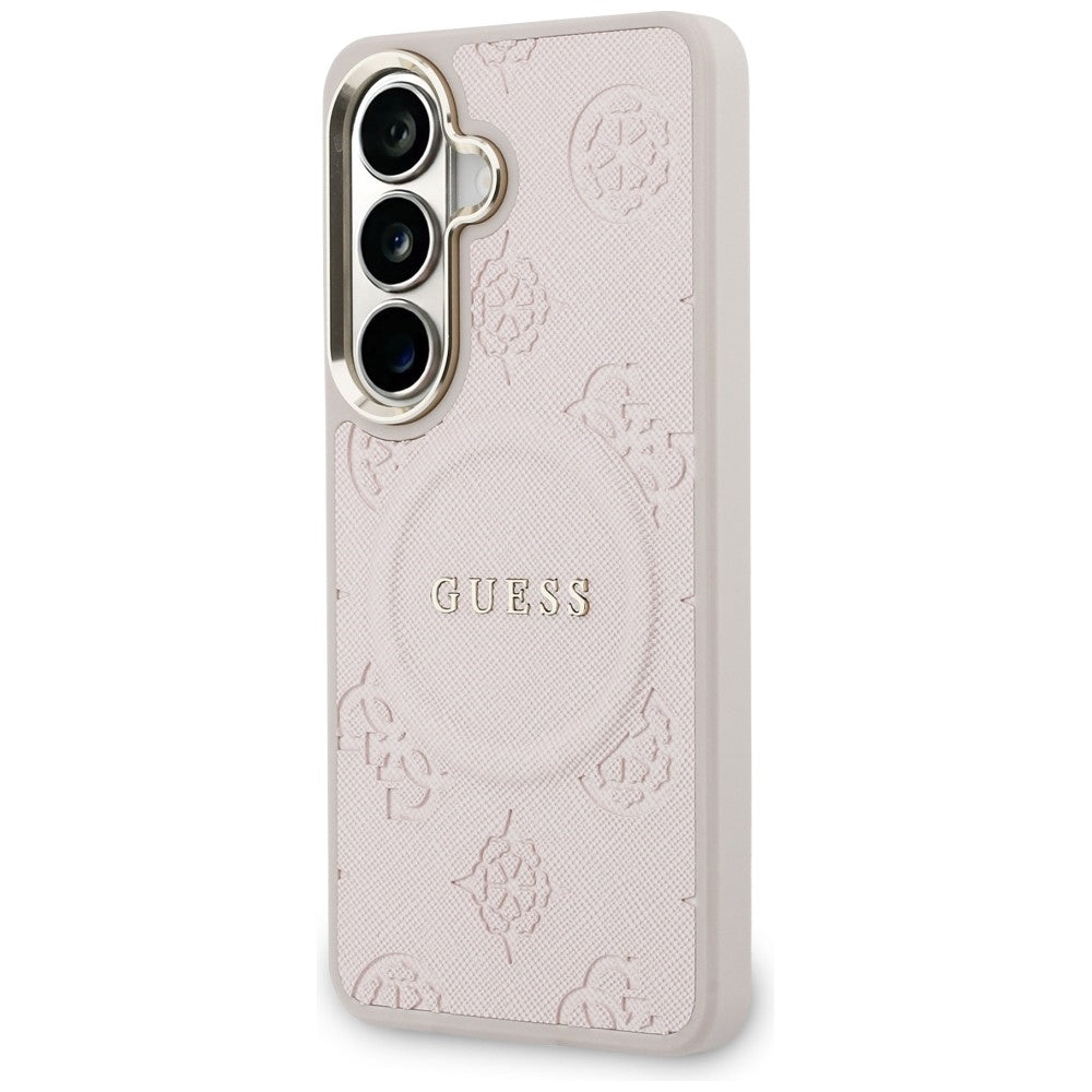 MagSafe futrola za Samsung Galaxy S26 S942, Guess, Saffiano Peony Embossed Ring, Roza